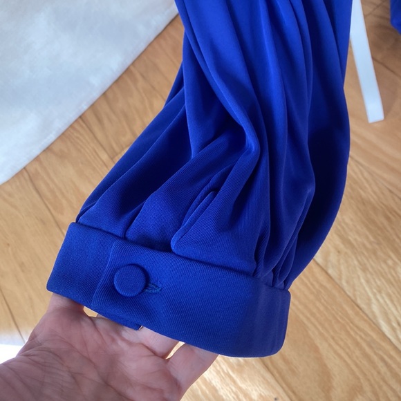 Giorgio Armani black label wide leg flowy pants, electric blue, silk insert IT46 - Picture 5 of 15